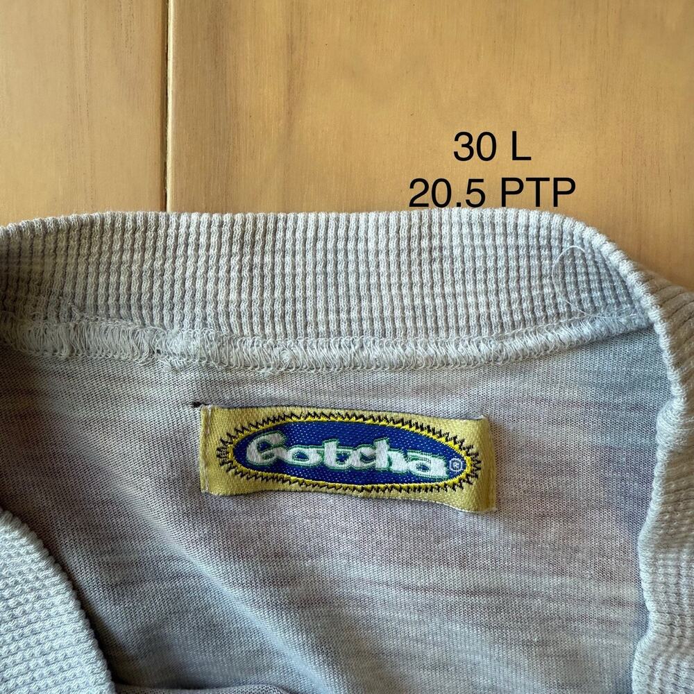 Vintage Gotcha Skateboards Shirt M Gray Stripe Multicolor 90s Skateboards - Picture 6 of 9